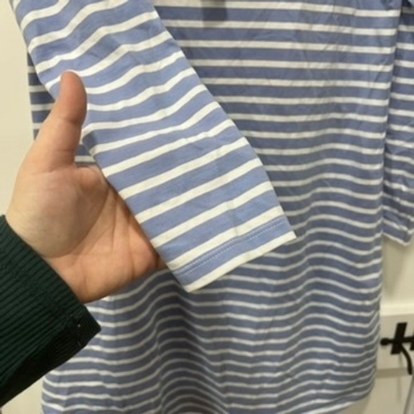 Duffield Lane Womens Dress XS Blue White Stripe NEW $156 Cowln Neck Cotton Knit - Picture 3 of 7